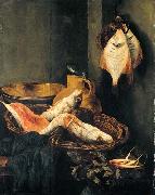 BEYEREN, Abraham van Still-Life with Fish in Basket oil